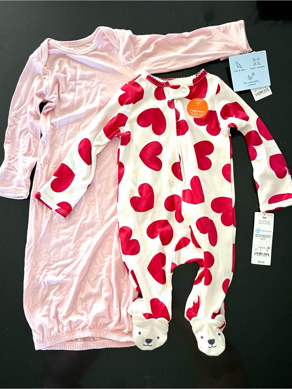 Carter’s Pink & Heart-Print Baby One-Piece Sleepers